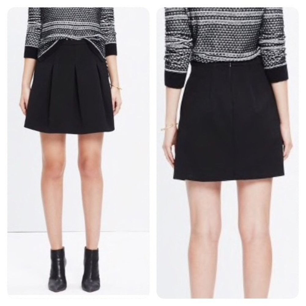 Madewell Jacquard Black Pleated Mini Skirt